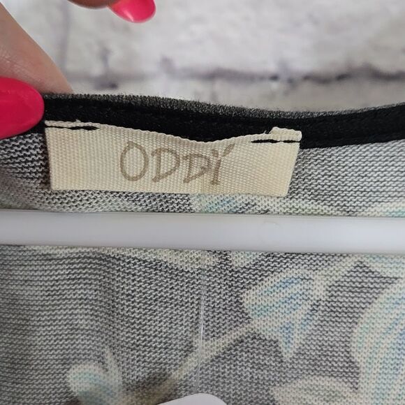 Oddi NWT Gray Floral Jersey Knit Dress Surplice Kimono Sleeve Soft Comfy Casual - Picture 11 of 15